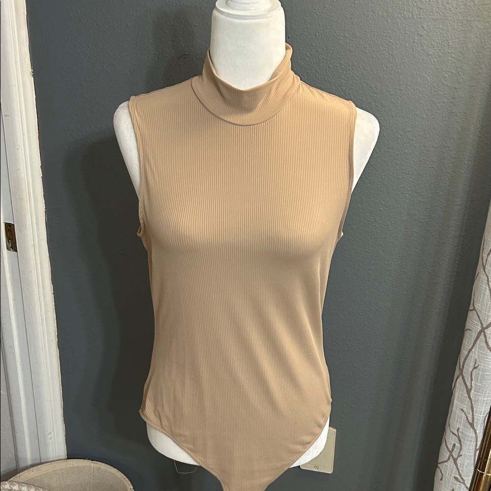 H&M Tan Ribbed Turtleneck Bodysuit